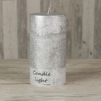 Bougie pilier Big Rustic, Ø 10 x 20 cm argent, 657795 1