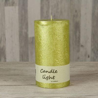 Pillar candle Big Rustic, Ø 10 x 20 cm green gold, 657832