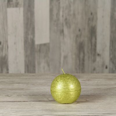 Ball candle rustic, Ø 8 cm green gold, 656637