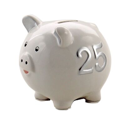 Piggy bank -25- silver, 14 x 13 x 14 cm Dolomite, 635519