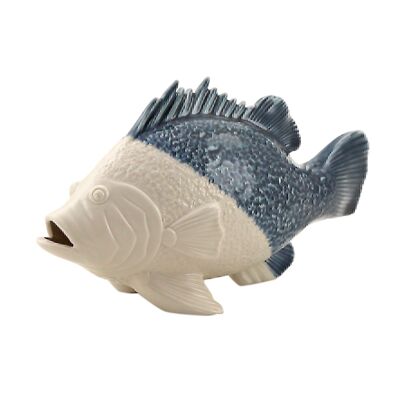 Pesce di porcellana, 22 x 9 x 12 cm, blu/bianco, 629105