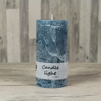 Pillar candle BIG rustic, 10 x 20 cm, teal blue, 620232