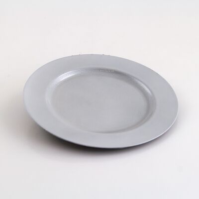 Piatto decorativo grigio madreperla, plastica diametro 25 cm, 616983
