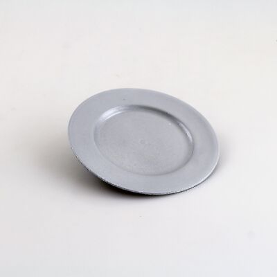 Decorative plate mother-of-pearl grey, 17 cm diameter plastic, 616938