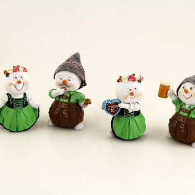 Poly snowmen costumes, 8.5 x 11.5 cm green 4-assorted, 616631