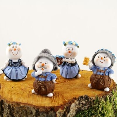Poly snowmen costumes, 5 x 6.5 cm blue 4-assorted, 616617