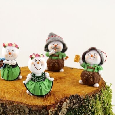 Poly snowmen costumes, 5 x 6.5 cm green 4-assorted, 616600