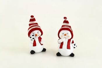 Bonhomme de neige poly footballeur, 7,5 x 11 cm rouge/blanc 2-assortis, 616570