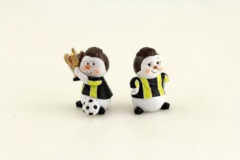Poly bonhomme de neige footballeur, 4,3 x 6,5 cm noir/jaune, 616471