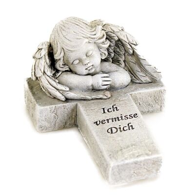 Poly grave decoration angel putte, 15 x 10x7cm, I miss you, 607950