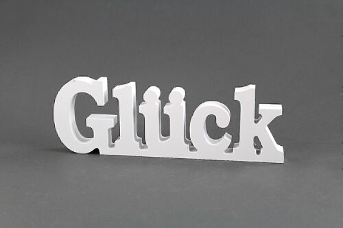 Holz-Schriftzug Glück, 25,5 x 2 x 8,5 cm weiß, 599347