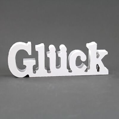 Wooden lettering luck, 17.5 x 2 x 6 cm white, 599323