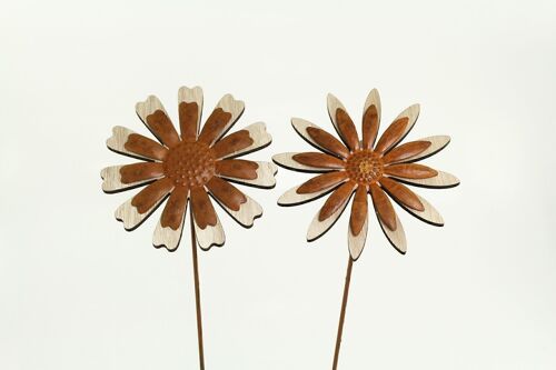 Holzstecker Blume mit Rostblume, 12x1x37cm, 2-fach sortiert, 551192