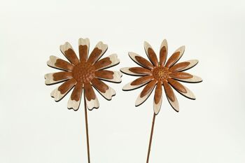 Bouchon en bois fleur avec fleur rouille, 12x1x37cm, 2-assortis, 551192