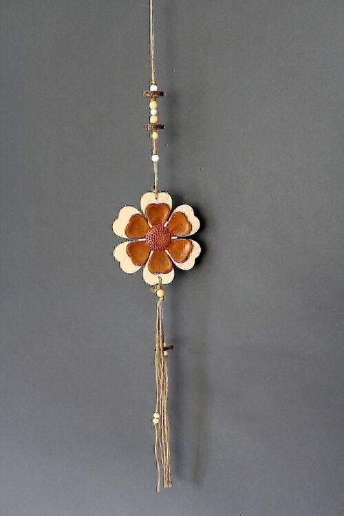 Holzhänger Blume mit Rostblume, 16x1,2x80cm, rostfarben, 551161