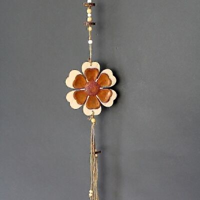 Percha de madera flor con flor de óxido, 16x1,2x80cm, color óxido, 551161