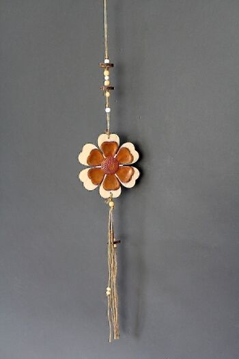 Cintre en bois fleur avec fleur rouille, 16x1,2x80cm, couleur rouille, 551161