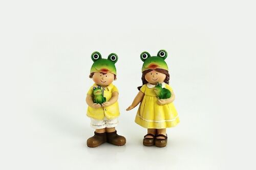 Poly-Kinder mit Froschmütze, 5,5x5x13cm, grün/gelb, 549762