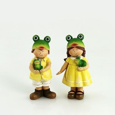 Poly children with frog hat, 5.5x5x13cm, green/yellow, 549762