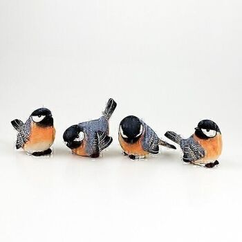 Oiseau poly, sittelle, 10 x 7 x 7 cm, 4-assortis, 505775 2