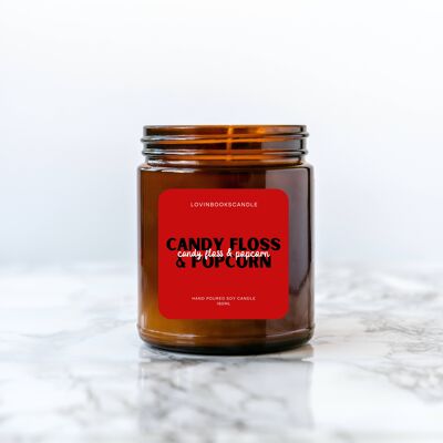 Kerze "candy floss & popcorn" im Braunglas