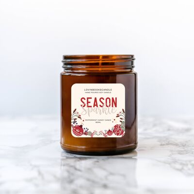 Kerze "Season Sparkle" im Braunglas