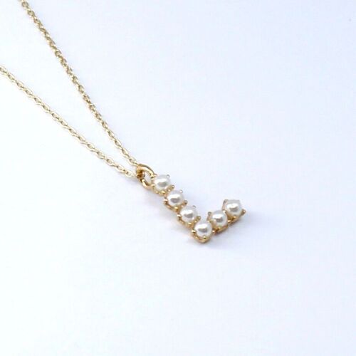 Collier acier lettre initiale L perles