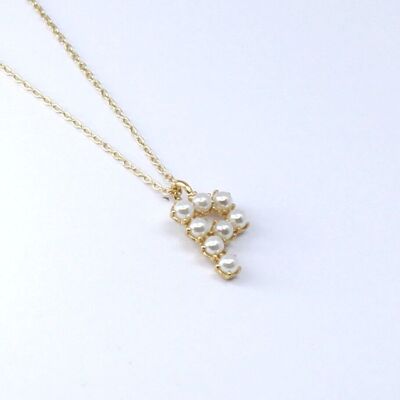 Collier acier lettre initiale P perles