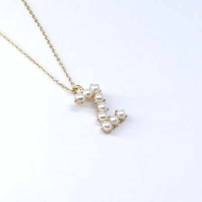 Steel necklace initial letter Z pearls