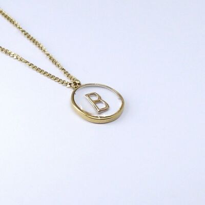 Resin initial letter B steel necklace