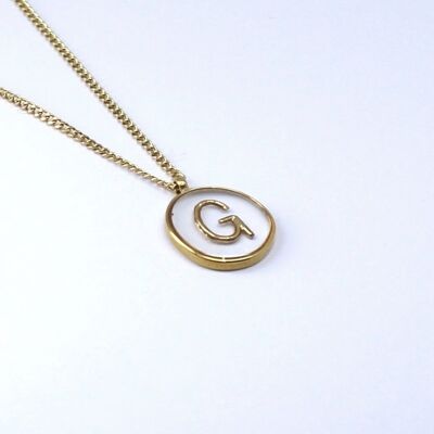 Resin initial letter G steel necklace