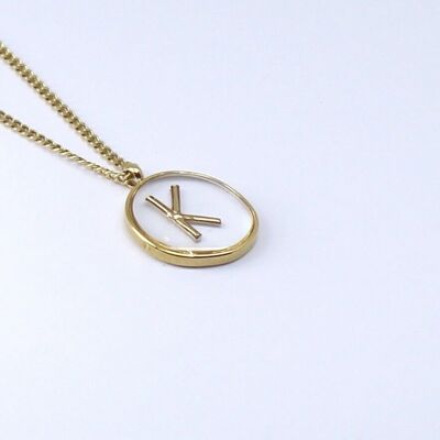 Resin initial letter K steel necklace