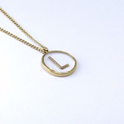 Resin initial letter L steel necklace