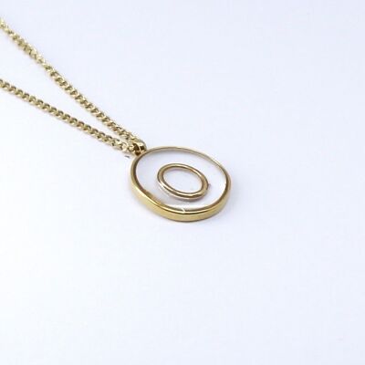 Resin initial letter O steel necklace
