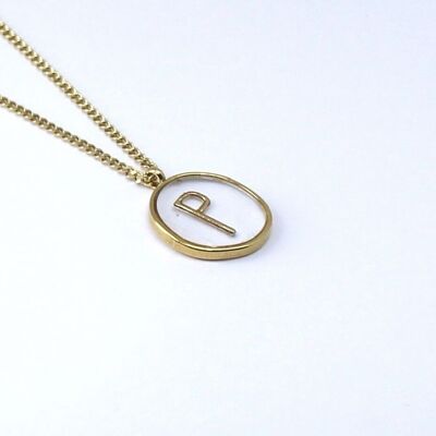 Resin initial letter P steel necklace