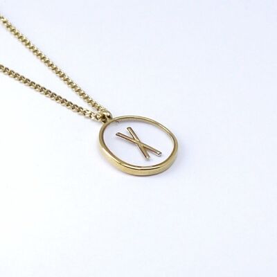Resin initial letter X steel necklace