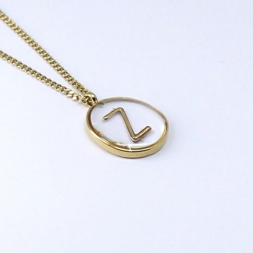 Collier acier lettre initiale Z résine