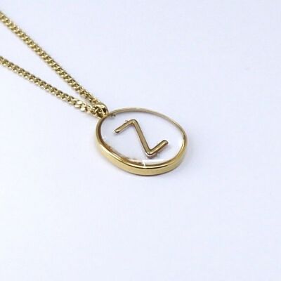 Resin initial letter Z steel necklace