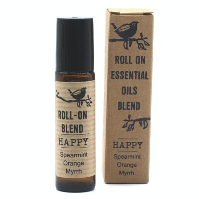 Mélange d'huiles essentielles à bille 10 ml - HAPPY - paquet de 6