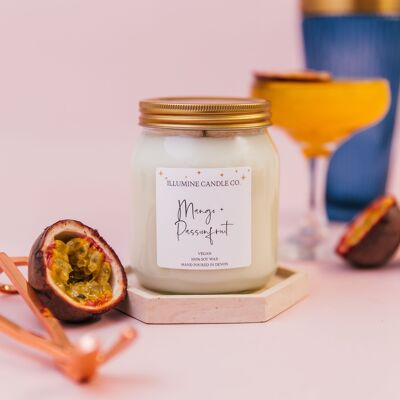 Candela in cera di soia con mango e frutto della passione