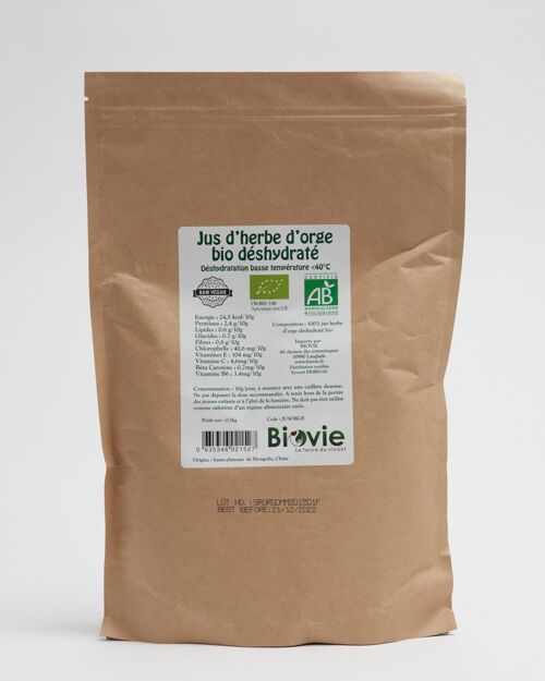 Jus d'herbe d'orge bio déshydraté 500 g