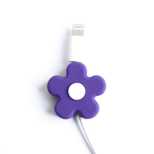 Protège-câble - Fleur violette et blanche (240041)