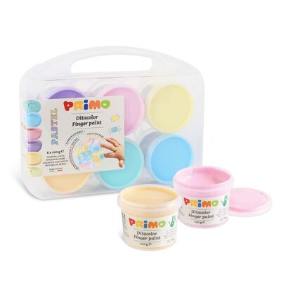 Pastel finger paint in pot, multipurpose case, 6 colours, 100 g