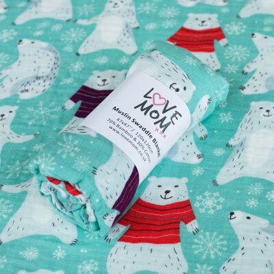 Blue Polar Bear Swaddle