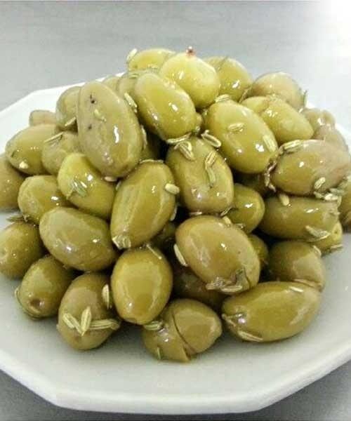 Poche Olives vertes cassée au fenouil (MAROC) poche sous vide 200gr