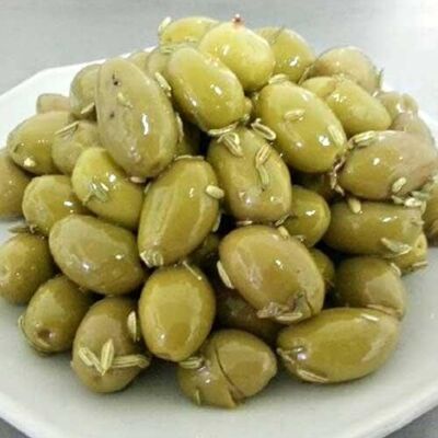 Poche Olives vertes cassée au fenouil (MAROC) 200gr