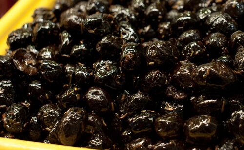 Olives noires à la Grecques nature pot verre 90gr