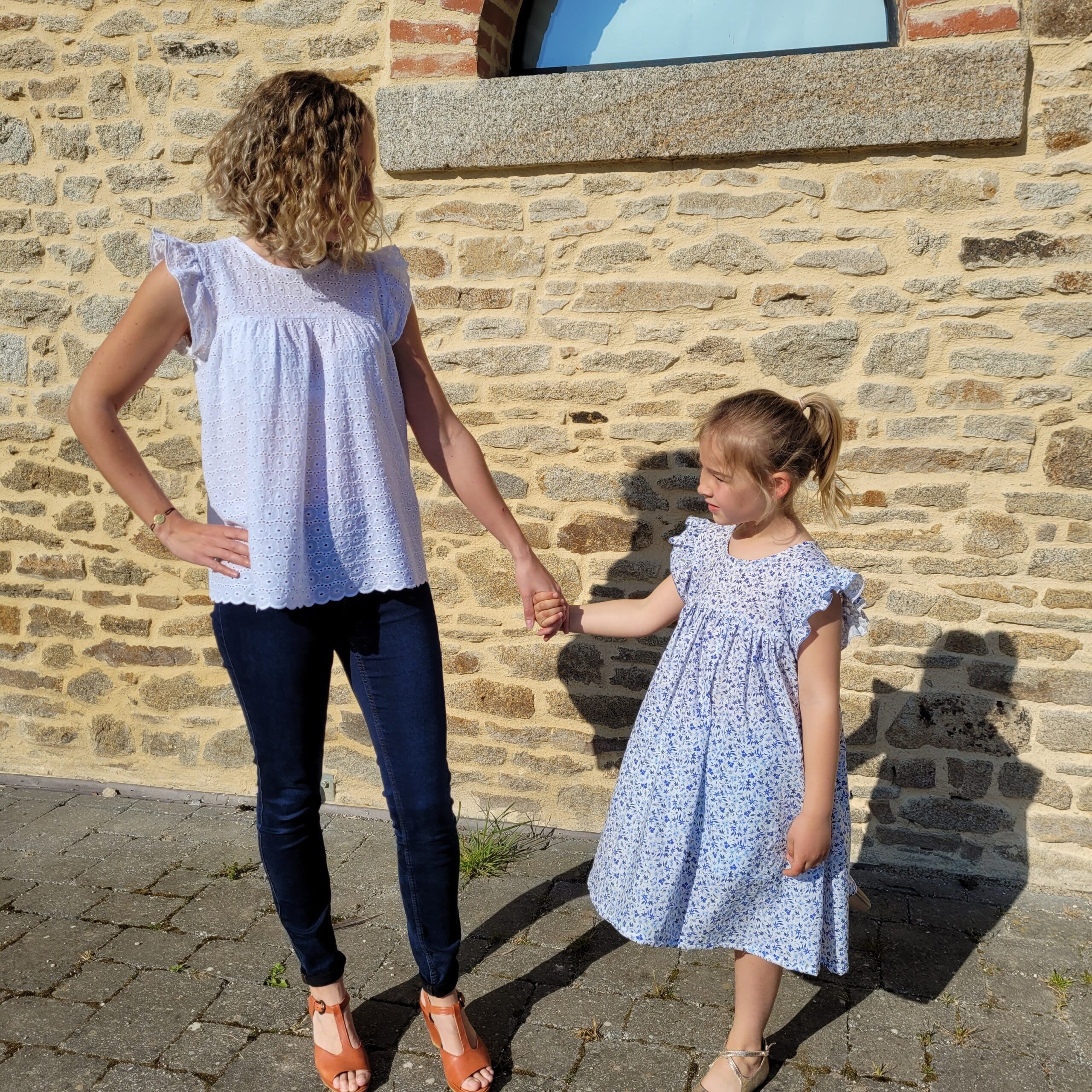 Blusa y vestido dúo madre-hija Aéla Patrón canguro