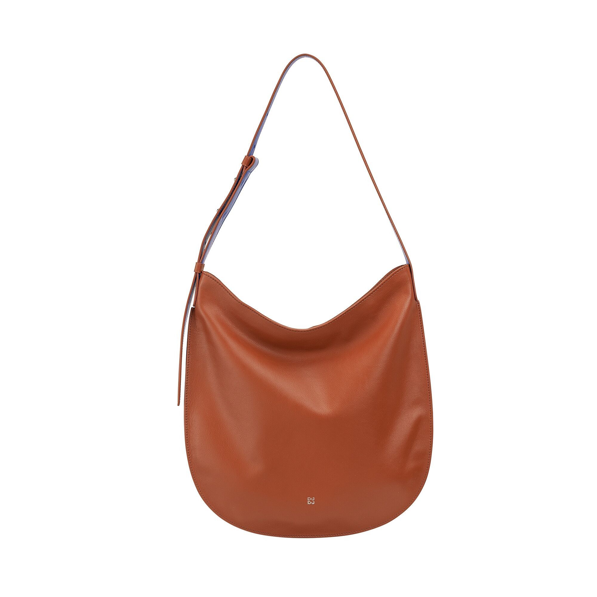 DUDU Borsa hobo in pelle da donna con cerniera cannella