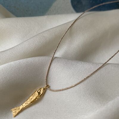 Fish necklace gold plated Roach Mini (CAT83)